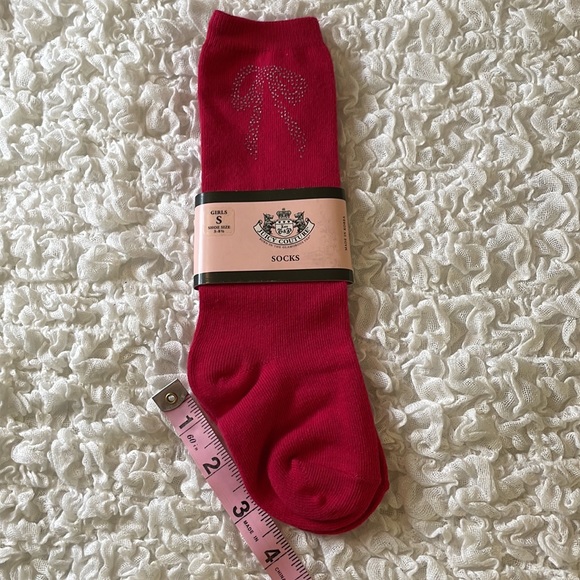 🧦3/$20 Juicy Couture Glitter Bow Red Socks - Picture 6 of 7